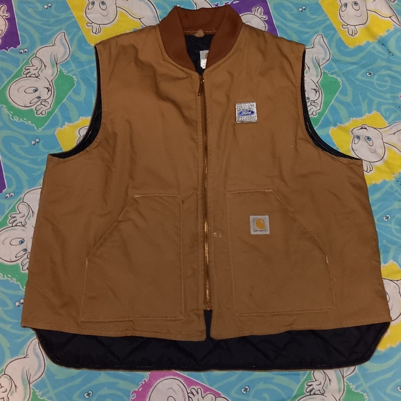 90s Ford Carhartt Built Tough Vintage Tan Jacket Vest